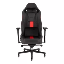 Silla De Escritorio Corsair T2 Road Warrior Gamer Ergonómica Negra Y Roja Con Tapizado De Cuero Sintético