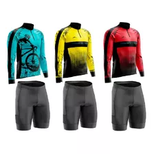 Conjunto Ciclismo Masculino Short Ciclistas Bermuda Camisa 