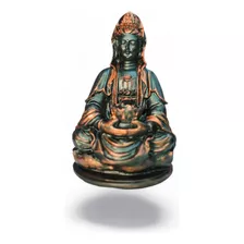 Imagem Estatueta Buda Incensário Porta Vela 25cm Em Resina 