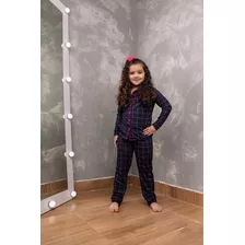 Pijama Feminino Americano Infantil Longo Inverno Fechado 