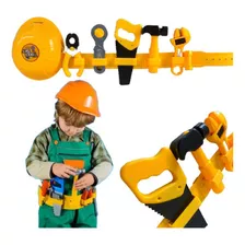 Cinto Construtor+capacete+ferramenta Brinquedo Infantil 9pçs