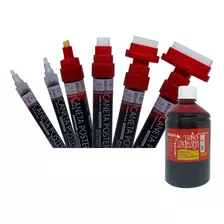 Kit Escrita C/ 6 Pinceis + Recarga Tinta Permanente 500ml