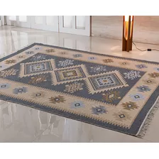 Tapete Antep Turco Kilim 1,40m X 2,00m Cinza Des002 Niazitex