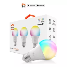 Set De 3 Ampolletas E27 Led Inteligentes Wi-fi Multicolor 9w