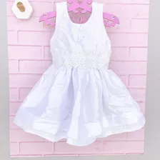 Vestido Luxo Batizado Festa Daminha Branco Menina Fofo