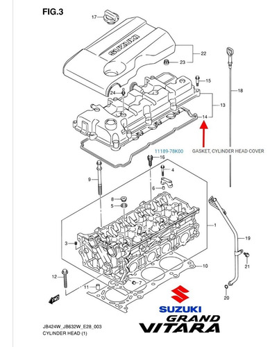 Empaque Tapa Punteria Suzuki Sx4 2.0 J20b Ao 04-15 Original Foto 4