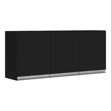 Armário Aéreo Cozinha Planejada 120cm Mdf 03 Portas Preto