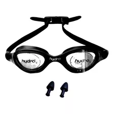 Antiparras Hydro Unibody + Tapones Lente Natacion Antifog Uv Color Negro