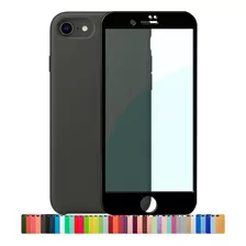 Capa Capinha Silicone Compatível iPhone 7 8 Se + Película 3d Cor Cinza Dark Nome Do Desenho Película Preta