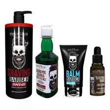 Kit Barbearia Shaving + Loção + Balm + Óléo Tróia Hair Fragrância Suave