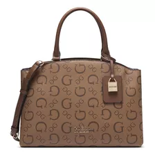 Bolsa Guess Factory Ag903006 Acabado De Los Herrajes Niquel Color Café Medio Correa De Hombro Chocolate Diseño De La Tela Liso