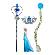 Frozen Set De Trenza + Varita + Corona De Elsa Y Anna