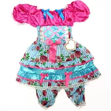 Vestido Junino Estampado Laura Infantil Fantasia