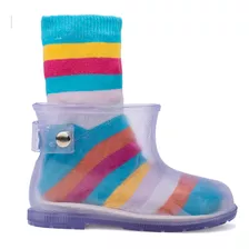 Bota Galocha Infantil Menina Funfy Com Meia