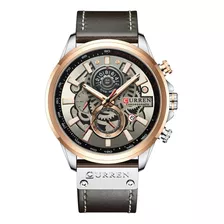 Reloj Militar Hombre Curren Cronógrafo Fechador Correa Piel