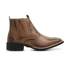 Bota Masculina Texana Cano Curto Macia Confortavel Couro