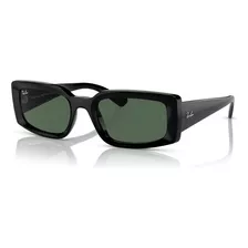 Anteojos De Sol Ray-ban Kiliane Bio-based Rb4395 6677/71 54 M, Diseño Retangular, Color Negro Con Marco De Acetato Color Negro Brillo, Lente Verde De Cristal Clásica, Varilla Negra De Acetato