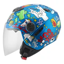 Capacete Aberto Pro Tork New Atomic Universe Brilhante Tamanho Do Capacete 58 Cor Azul