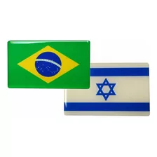 Adesivo Bandeiras Brasil E Israel Resina Resinada, Carro