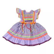 Vestido Infantil Festa Junina Quadrilha Arraiá Promoção Rosa