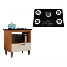 Kit Balcão Cooktop Chamalux 1 Porta Com Fogão Cooktop 5 Boca