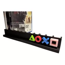 Soporte Organizador Para 12 Cajas Con Simbolos Ps Multicolor Dvd Bd Bluray Juegos Playstation Ps4 Ps3 Gamer 3d