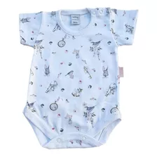 Body Bebe Jersey Mga.corta Estampado Animalitos/reloj