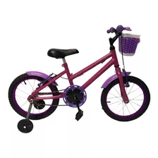 Bicicleta Aro 16 Feminina Rosa Escuro E Violeta