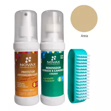 Renovador Nobuck + Impermeabilizante + Escova Novax 80ml