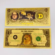 10 Billetes Coleccion Dogecoin Pvc Chapado Oro