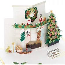 Tarjeta De Navidad 3d Chimenea Navideña - Regalo Festivo