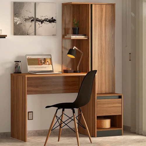 Escrivaninha Com Armário Office Morada Com 1 Porta 1 Gaveta Am?ndola Com Grafite