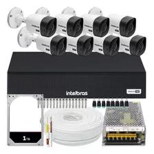 Kit Cftv Monitoramento 8 Cameras Intelbras 1120b Dvr 1008 1t