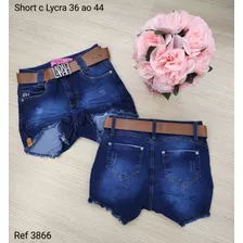 Short Jeans Feminino Larah Jeans Estiloso Com Cinto - 452