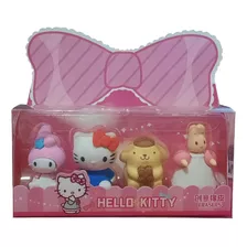 04 Borrachas Com Caixa Hello Kitty Cinnamoroll Melody Lotso