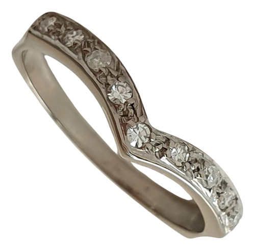Anel Gaivota De Ouro Branco 18k 750 E Diamantes 0,13ct Branco 14