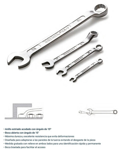 Llave Combinada Bremen 22 Mm Profesional Acero Cr-vanadio Cod. 3619 Dgm