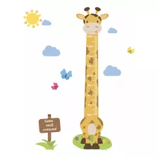 Adesivo De Parede Girafa Régua De Crescimento 146cm Cor Amarelo