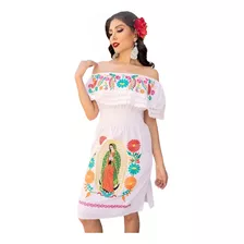 Vestido Campesino Artesanal Bordado Virgen De Guadalupe