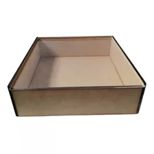 Caja Madera Mdf 60x40x7cm Mdf 6mm C/tapa Acrílico Desarmada