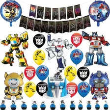 Set Cotillón Cumpleaños Transformers Cupcake Globo Guirnalda