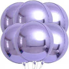 Set De 6 Globos 4d 22 Esfera Metalico Lila