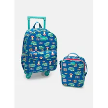 Kit Mochila Com Rodinha + Lancheira Dragão Street Puket