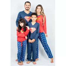 Kit 3 Pijama Família Longo Netflix Super Herói Temático 