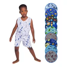 Pijama Infantil Regata Algodão Nenê Masculino Verão 123