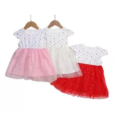 Vestido Para Bebes Verano Modelo Falda Tul Brillos Ah-198
