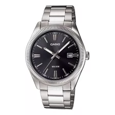 Reloj Casio Hombre Mtp-1302d-1a1 Plateado/negro Acero Color De La Correa Plateado Color Del Bisel Plateado Color Del Fondo Negro