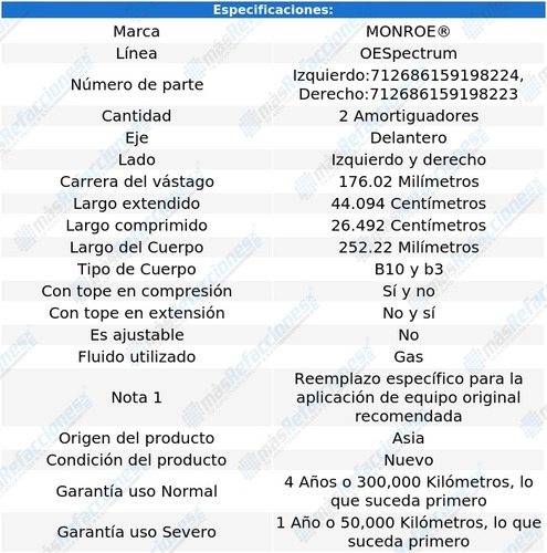 Par Amortiguadores Delanteros Gas Oespectrum Csx 06-11 Foto 3