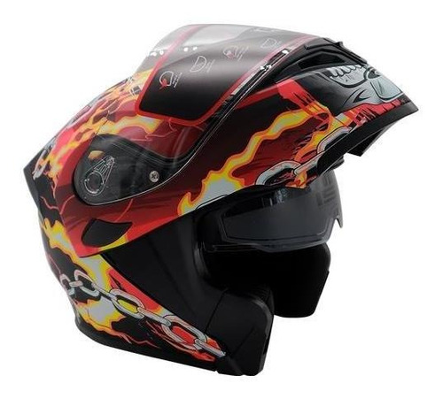 Casco Abatible R7 Unscarred Ghost Rider Amar/mate Moteros Foto 3