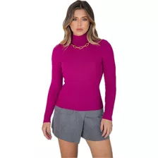 Cacharrel Básica De Cashmere Tricot Feminino Gola Alta Is56